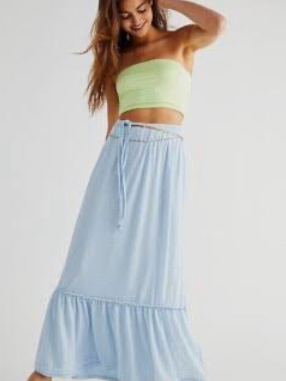 Gray FP Beach convertible Maxi Skirt with Drawstring Waist